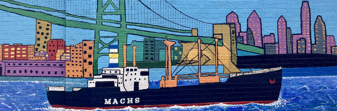 mural with letters
