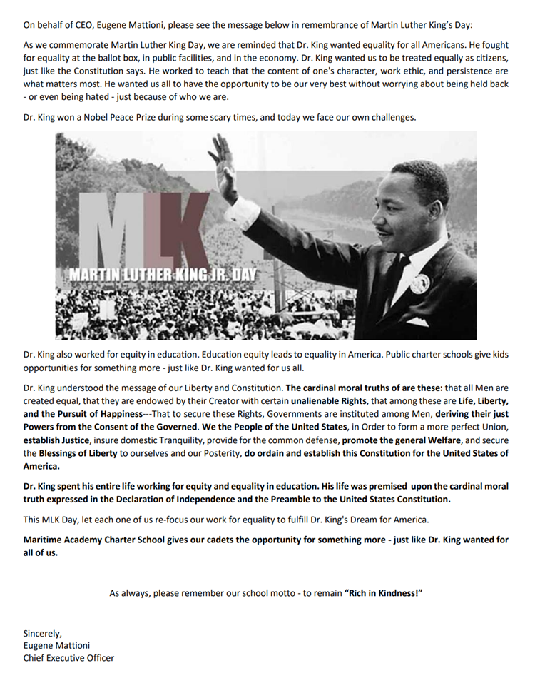 MLK Day Message